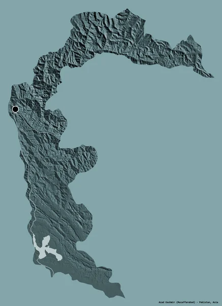 パキスタンの中央管理地域であるアザド カシミールの形は その首都をしっかりとした色の背景に隔離しています 色の標高マップ 3Dレンダリング — ストック写真