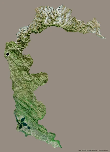 阿扎德克什米尔的形状 中央管理的巴基斯坦地区 其首都隔离在一个坚实的色彩背景 卫星图像 3D渲染 — 图库照片