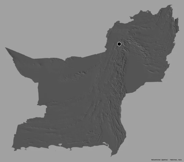 Forma Beluchistán Provincia Pakistán Con Capital Aislada Sobre Fondo Color — Foto de Stock