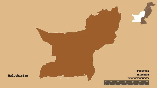 Shape Baluchistan Province Pakistan Its Capital Isolated Solid Background Distance — Stock Photo, Image