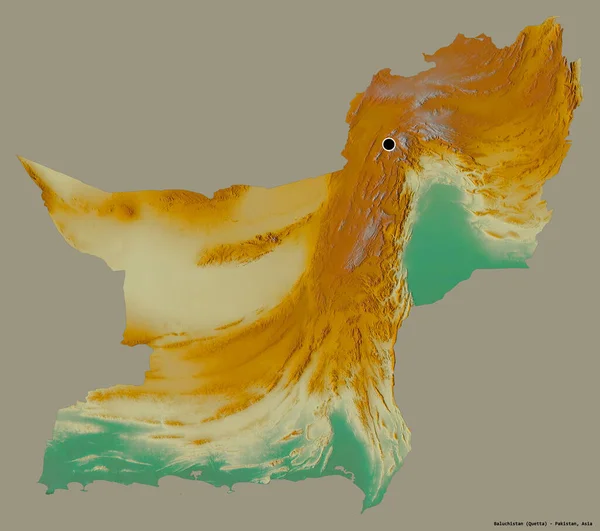 Форма Белуджистану Провінції Пакистан Своєю Столицею Ізольованою Суцільному Кольоровому Тлі — стокове фото