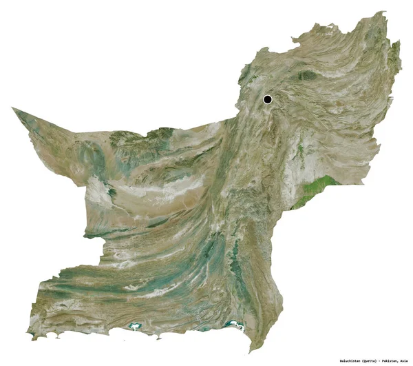 Форма Белуджистану Провінції Пакистан Столицею Ізольованою Білому Тлі Супутникові Знімки — стокове фото
