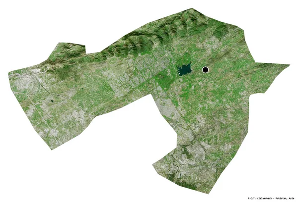 的形状 巴基斯坦的首都领土 其首都被白色背景隔离 卫星图像 3D渲染 — 图库照片