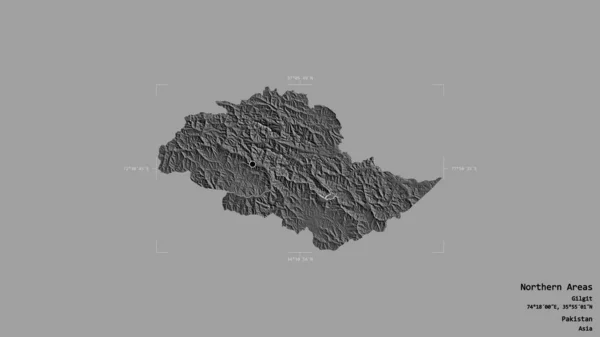 北部地区 巴基斯坦中央管理的地区 在一个地理参照框的坚实背景上被隔离 Bilevel高程图 3D渲染 — 图库照片
