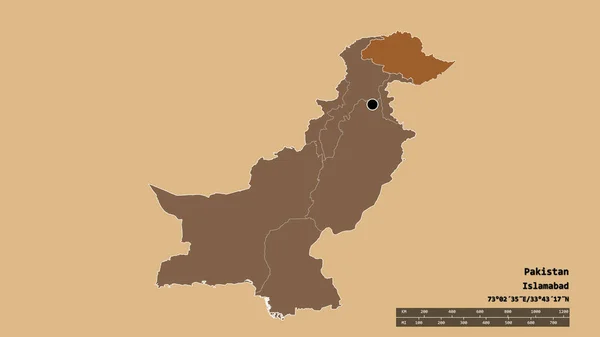Обесцвеченная Форма Пакистана Столицей Главным Региональным Разделением Разделенными Северными Районами — стоковое фото