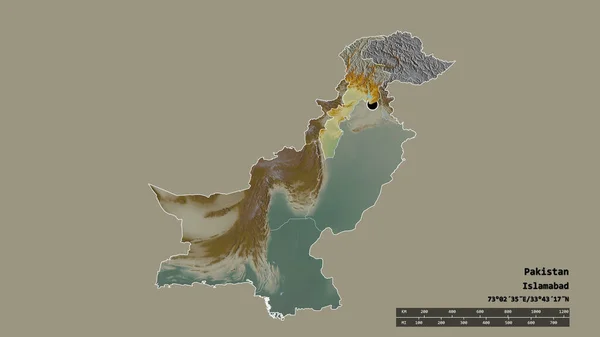 Спустошена Форма Пакистану Столицею Основним Регіональним Підрозділом Відокремленим Район Етикетки — стокове фото