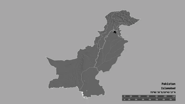 Обесцвеченная Форма Пакистана Столицей Основным Региональным Разделением Разделенной Пенджабской Областью — стоковое фото