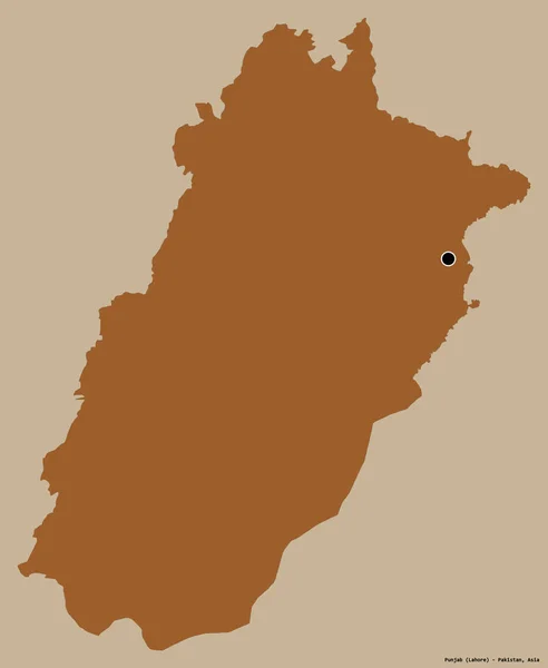 Kształt Pendżabu Prowincja Pakistanu Jego Kapitału Izolowane Solidnym Tle Koloru — Zdjęcie stockowe