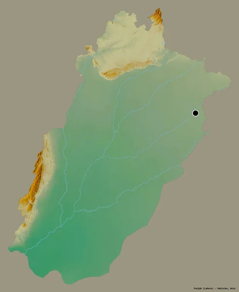 Forma Punjab Provincia Pakistán Con Capital Aislada Sobre Fondo Color — Foto de Stock