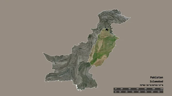 Forme Désaturée Pakistan Avec Capitale Principale Division Régionale Région Séparée — Photo