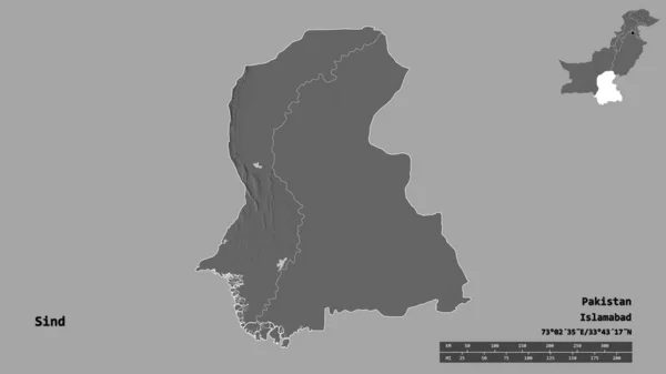 Forma Della Mente Provincia Del Pakistan Con Sua Capitale Isolata — Foto Stock