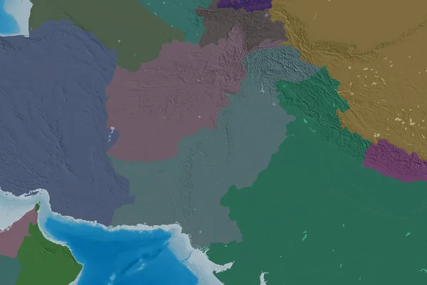 Zone Étendue Pakistan Carte Altitude Colorée Rendu — Photo