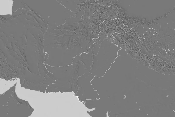 Erweitertes Gebiet Pakistans Mit Länderumrissen Internationalen Und Regionalen Grenzen Karte — Stockfoto