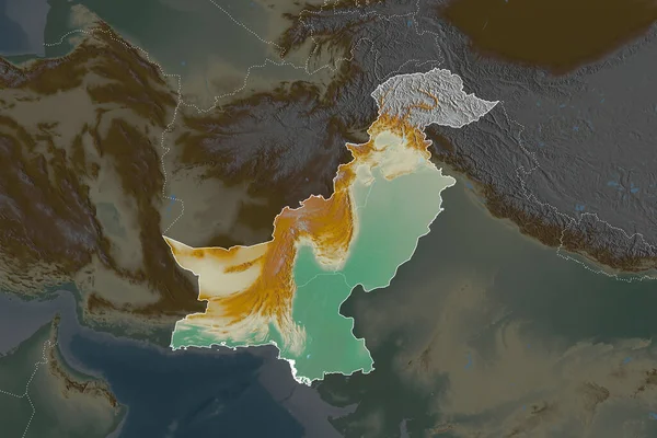 Forme Pakistan Séparé Par Désaturation Des Zones Voisines Frontières Carte — Photo