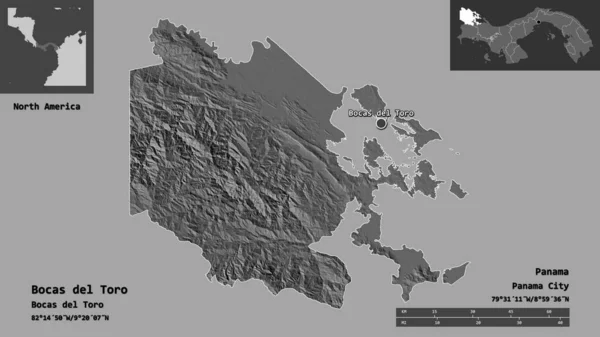 Kształt Bocas Del Toro Prowincja Panama Jej Stolica Skala Odległości — Zdjęcie stockowe