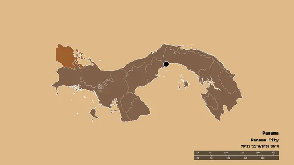 Desaturated Shape Panama Its Capital Main Regional Division Separated Bocas — Stock Photo, Image