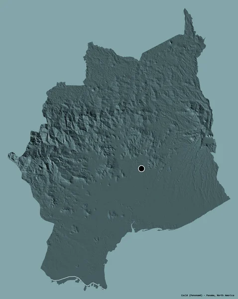 パナマの州であるコックルの形で その首都はしっかりとした色の背景に隔離されています 色の標高マップ 3Dレンダリング — ストック写真