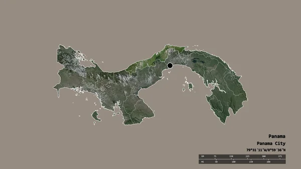 主要な地域部門と分離されたコロン地域とパナマの荒廃した形 ラベル 衛星画像 3Dレンダリング — ストック写真