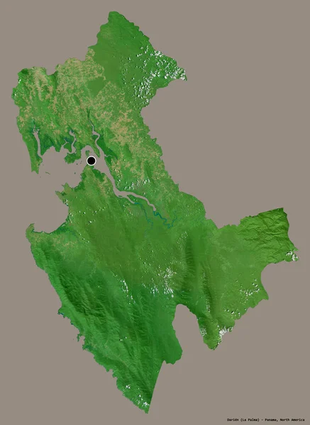 パナマの州ダリアンの形は その首都をしっかりとした色の背景に隔離しています 衛星画像 3Dレンダリング — ストック写真
