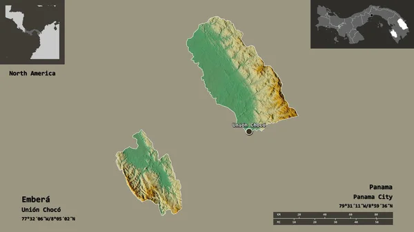 Shape Embera Das Indigene Territorium Panamas Und Seine Hauptstadt Entfernungsskala — Stockfoto