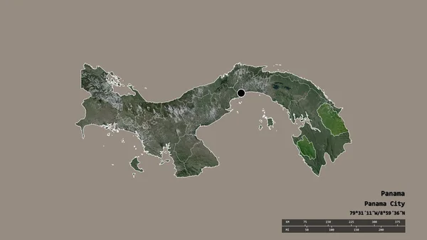 主要な地域部門と分離されたエンベラ地域とパナマの荒廃した形 ラベル 衛星画像 3Dレンダリング — ストック写真