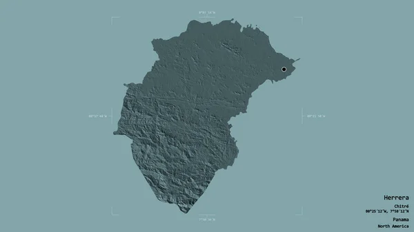 巴拿马省赫雷拉地区 在一个地理参照框的坚实背景下被隔离 彩色高程图 3D渲染 — 图库照片