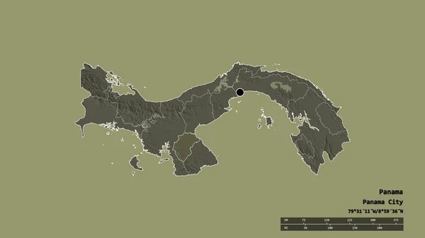 Desaturated Shape Panama Its Capital Main Regional Division Separated Herrera — Stock Photo, Image