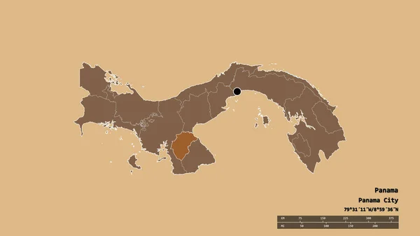 Desaturerad Form Panama Med Dess Huvudstad Huvudsakliga Regionala Uppdelning Och — Stockfoto