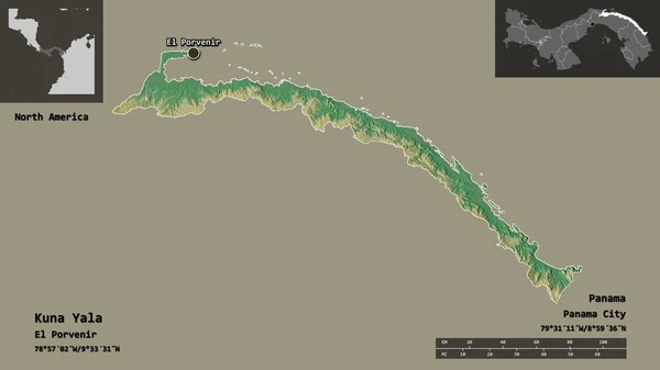 Form Kuna Yala Infödda Territorium Panama Och Dess Huvudstad Avståndsskala — Stockfoto