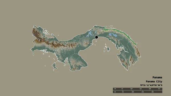 Forma Dessaturada Panamá Com Sua Capital Principal Divisão Regional Área — Fotografia de Stock