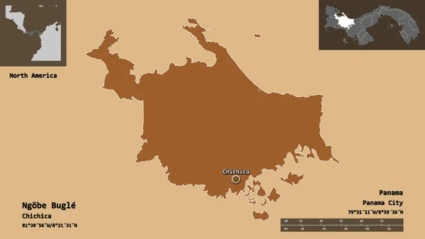 Form Ngobe Bugle Infödda Territorium Panama Och Dess Huvudstad Avståndsskala — Stockfoto