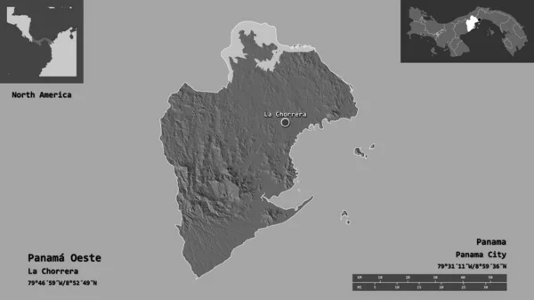 Форма Панама Оесте Провінції Панама Столиці Масштаб Відстаней Превью Етикетки — стокове фото