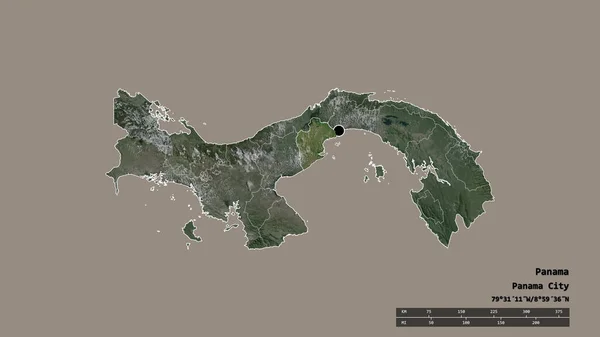 Forma Dessaturada Panamá Com Sua Capital Principal Divisão Regional Área — Fotografia de Stock