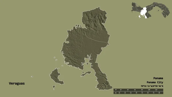 Form Veraguas Provinsen Panama Med Sin Huvudstad Isolerad Solid Bakgrund — Stockfoto