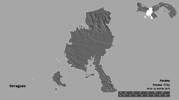 Forme Veraguas Province Panama Avec Capitale Isolée Sur Fond Solide — Photo