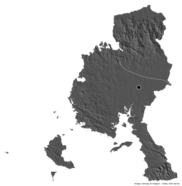 Форма Верагуасу Провінції Панама Столицею Ізольованою Білому Тлі Білевелівська Карта — стокове фото