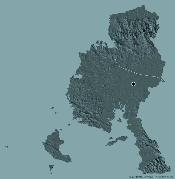 パナマの州 ベラグアスの形状は その首都をしっかりとした色の背景に隔離しています 色の標高マップ 3Dレンダリング — ストック写真