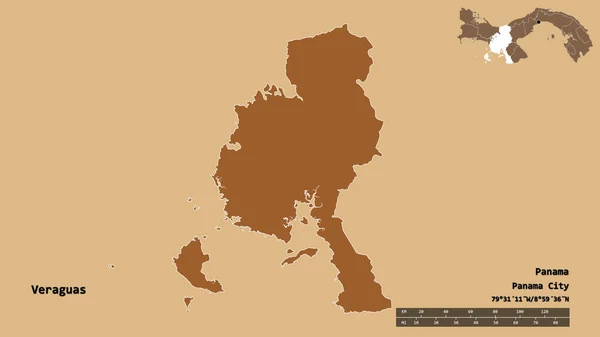 Bentuknya Veraguas Provinsi Panama Dengan Ibukotanya Terisolasi Dengan Latar Belakang — Stok Foto