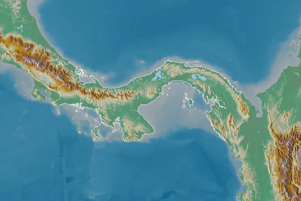Área Extendida Panamá Con Contorno País Fronteras Internacionales Regionales Mapa — Foto de Stock