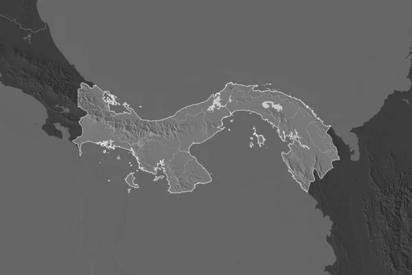 Panamský Tvar Oddělený Odvodňováním Sousedních Oblastí Hranice Mapa Nadmořské Výšky — Stock fotografie