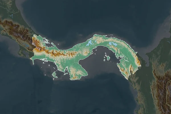 パナマの形状は近隣地域の砂漠化によって分離されている 国境だ 地形図 3Dレンダリング — ストック写真