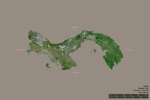 Gebied Van Panama Geïsoleerd Een Solide Achtergrond Een Georefereerde Bounding — Stockfoto