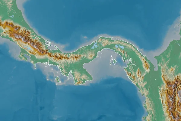 Área Extendida Panamá Mapa Topográfico Relieve Renderizado — Foto de Stock