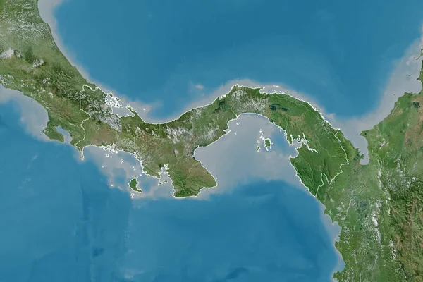 Área Extendida Panamá Con Contorno País Fronteras Internacionales Regionales Imágenes — Foto de Stock