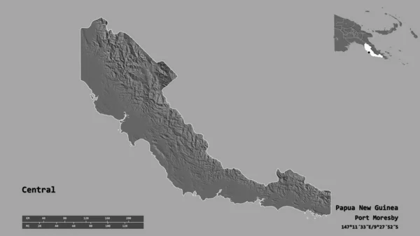 Kształt Centralny Prowincja Papua Nowa Gwinea Stolicą Odizolowaną Solidnym Tle — Zdjęcie stockowe