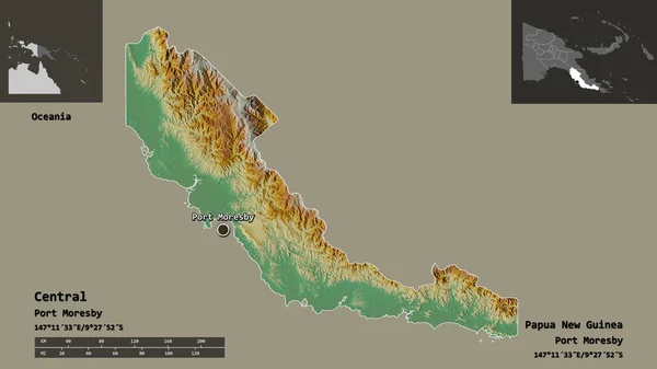 Forma Central Província Papua Nova Guiné Sua Capital Escala Distância — Fotografia de Stock