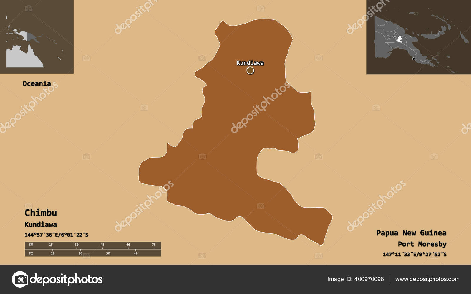 Shape Chimbu Province Papua New Guinea Its Capital Distance Scale