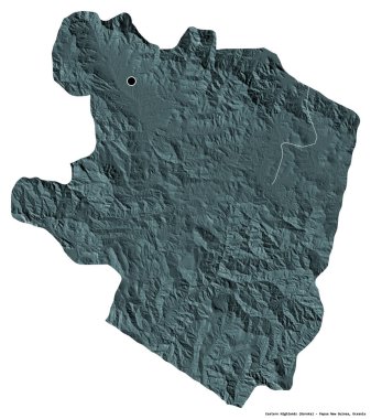 Doğu İskoçya 'nın doğusunda, Papua Yeni Gine eyaleti, başkenti beyaz arka planda izole edilmiştir. Renkli yükseklik haritası. 3B görüntüleme