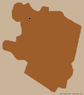 Doğu Highlands, Papua Yeni Gine eyaleti, başkenti katı renk arkaplanı ile izole edilmiştir. Desenli dokuların bileşimi. 3B görüntüleme