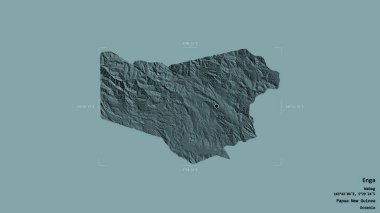 Enga bölgesi, Papua Yeni Gine eyaleti, Gürcistan sınırında katı bir arka planda izole edilmiş. Etiketler. Renkli yükseklik haritası. 3B görüntüleme